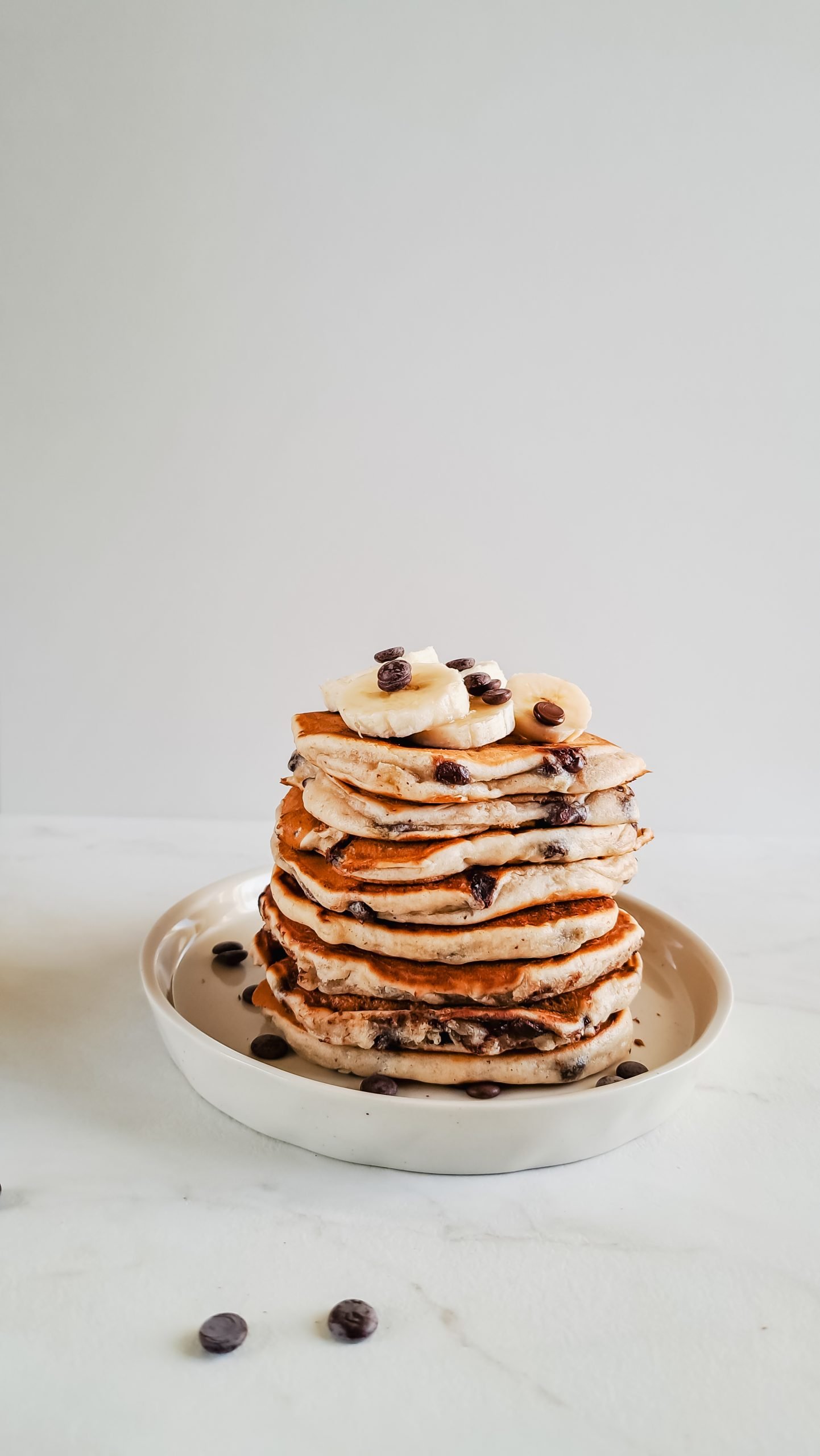 Eggless Banana Chocolate Chip Pancakes