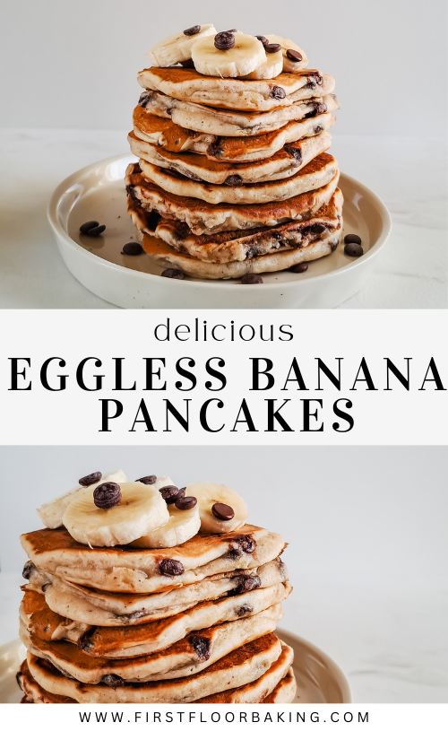 Eggless Banana Chocolate Chip Pancakes